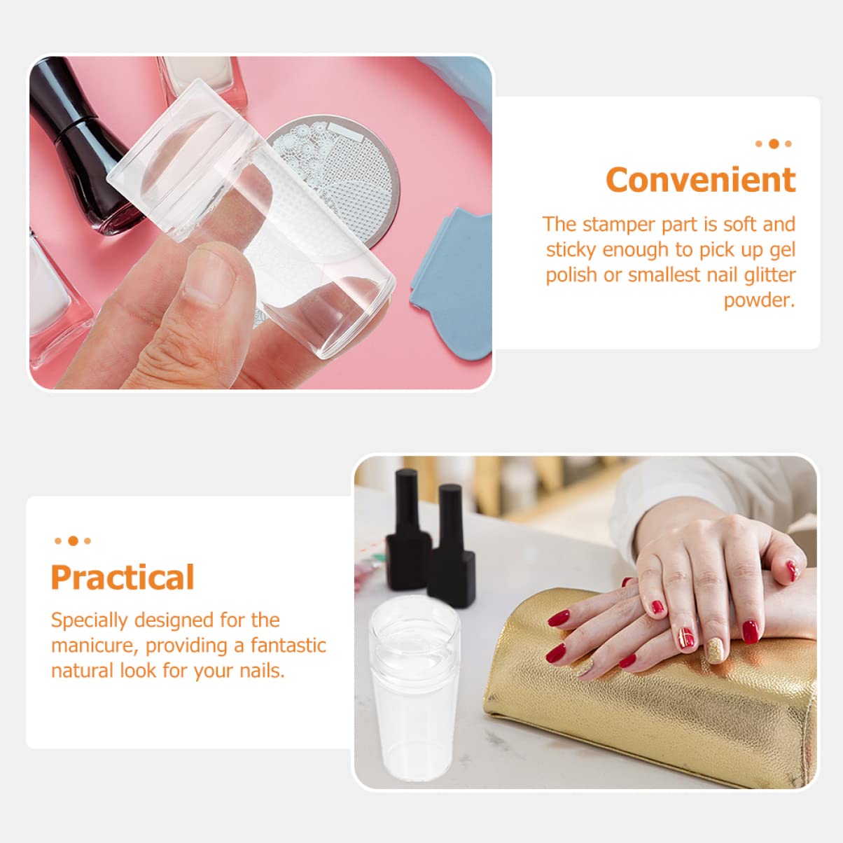 FRCOLOR 10sets Stamper Per Unghie Silicone Per Nail Art Raschietti Inclusi Perfetti Per Punta Francese e Decorazioni Eleganti Facile Da Usare e Resistente
