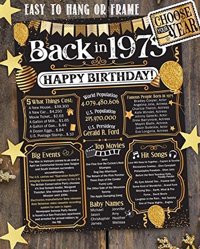 lone star art 50th birthday decorations - 11x14 unframed 1975 year in review poster - fun facts card for men amp women turning 50 - vintage party decor amp gift idea for him or her
