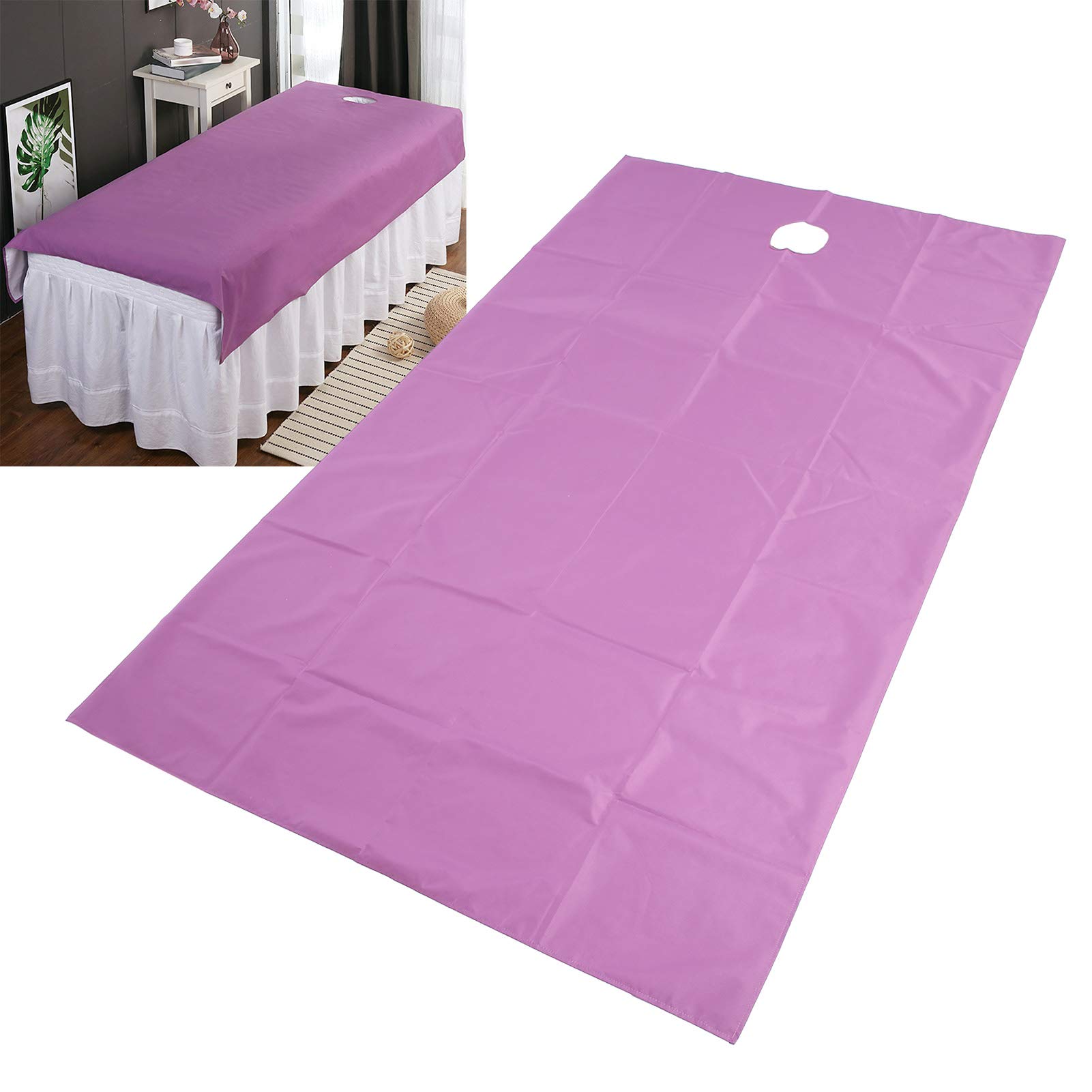 Lenzuolo Massaggio, 200x115 Cm Copri Lettino Massaggio SPA con Foro per il Viso, Lenzuolo Salone Impermeabile Resistente All'olio Copri Lettino Massaggio Protettivo Spesso(viola)
