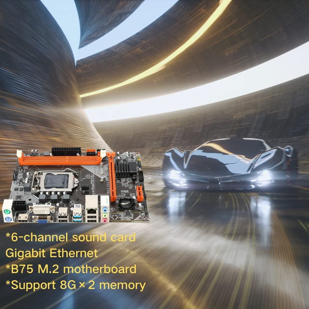PUSOKEI Płyta główna na biurko, LGA 1155 DDR3 komputer stacjonarny płyta główna do B75, 3 x interfejs SATA2.0, obsługa podwójnego wyjścia VGA+HDMI+DVI