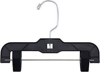 NAHANCO 2610PCLH Plastic Childrenâ€™s, Baby Skirt Slack Hanger, Heavy Duty with Plastic Clips, Black (Pack of 100)