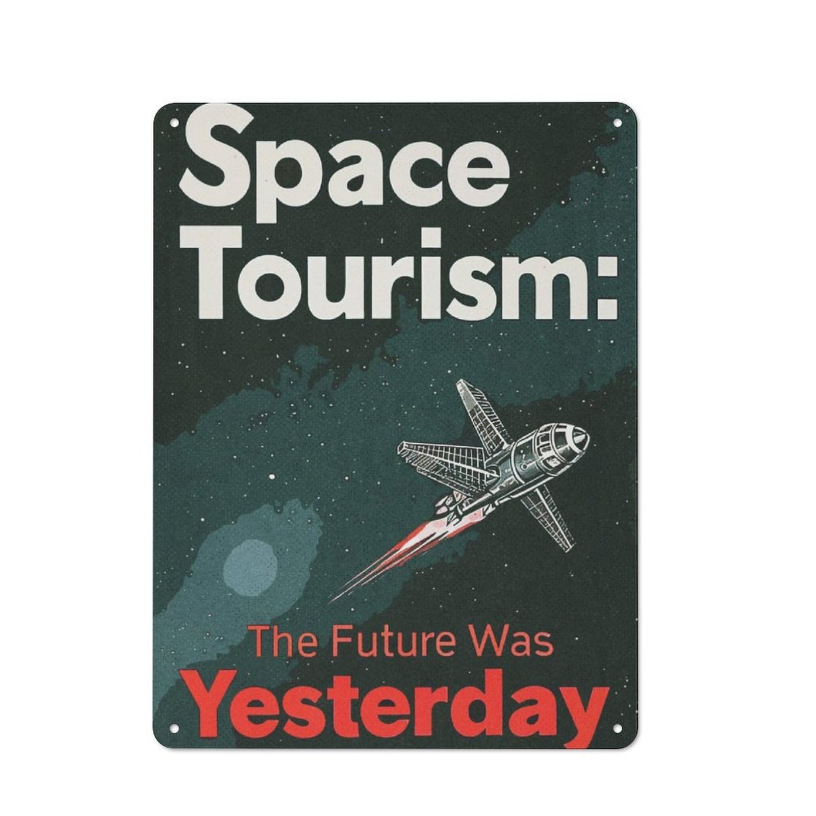 Junmoney Space Tourism Industrial Retro Metal Sign 40X30cm, Shed Wall Plaque For Garage, Workshop, Shed Or Utility Room