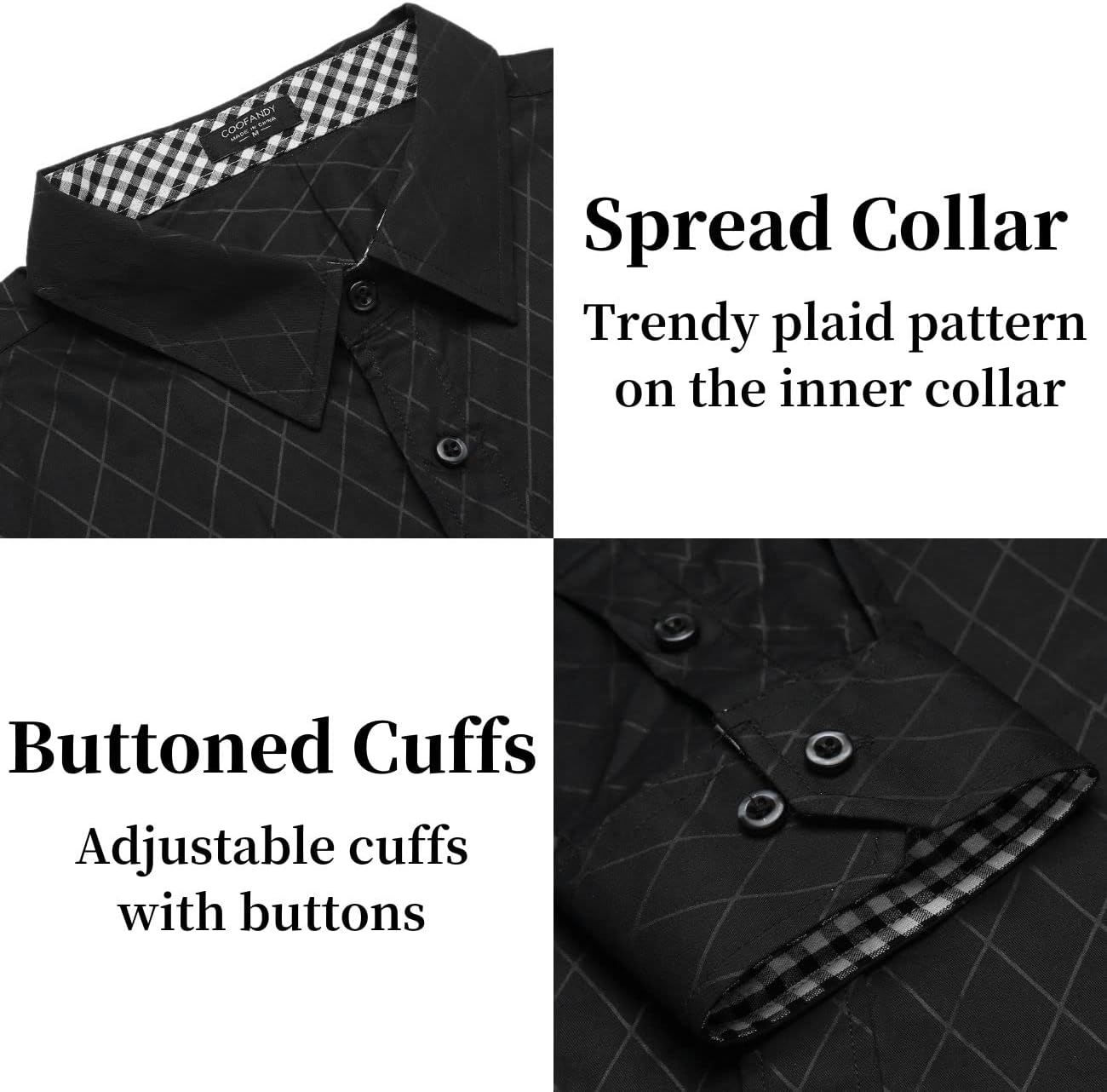 COOFANDY Men's Pattern Dress Shirt Long Sleeve Casual Button Down Formal Shirts - Image 5