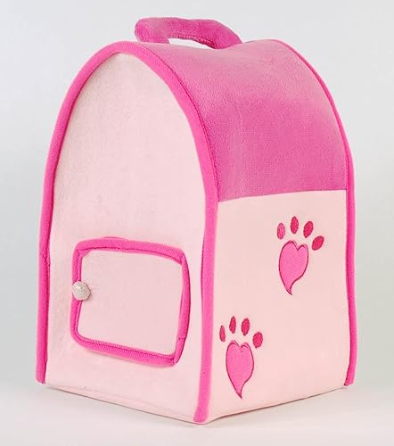 Miniatura 3 de Unipak SFS - Paquete de regalo – Estuche de transporte de casa de perro rosa de felpa de 12 pulgadas con cinco (5) perros de peluche (caniche rosa,