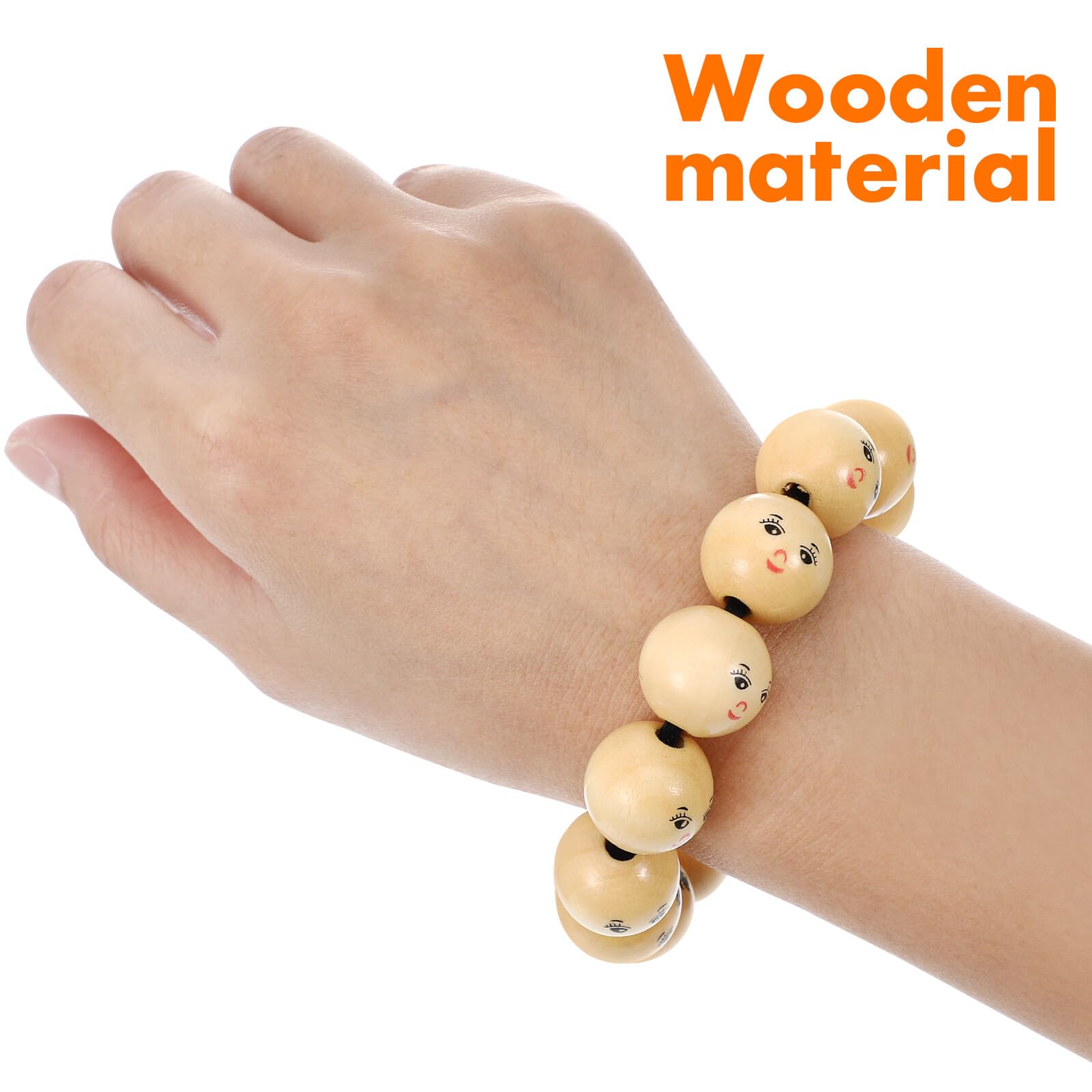 SHERCHPRY Cuentas con Cara Sonriente 50 Color Caqui Redondas de Madera Decorativas y Pintables para Manualidades Ideales para Hacer Pulseras y Artesanías