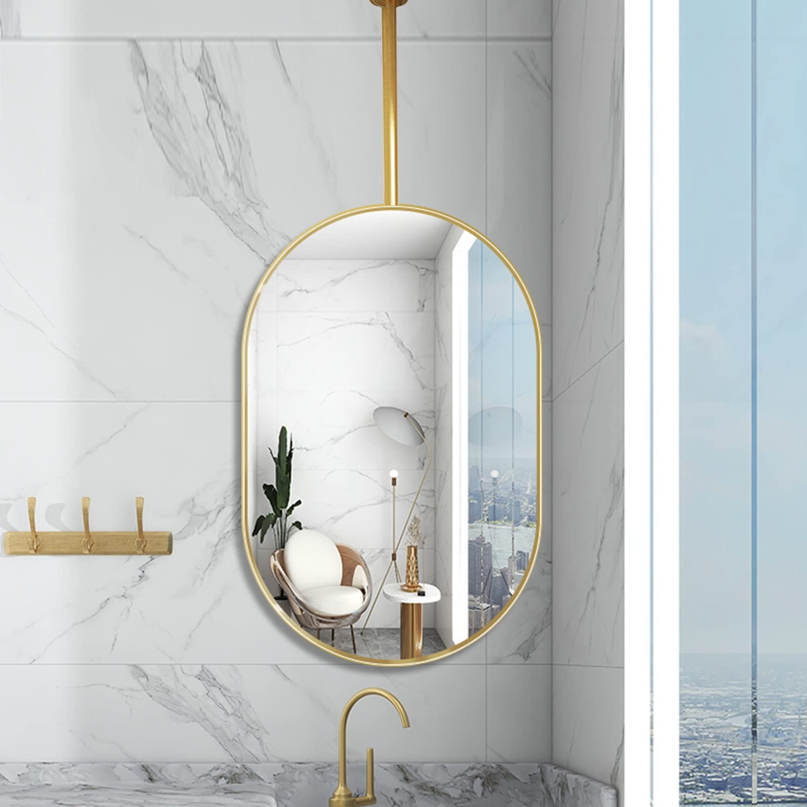 Miroir mural décoratif ovale 50x70 grand miroir suspendu en métal