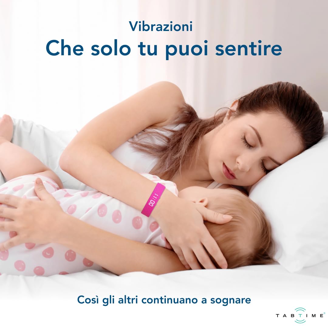 TabTime Bracciale con Allarme a Vibrazione – Sveglia Silenziosa da Polso per Adulti e Bambini – fino a 10 Promemoria Personali o per Assunzione di Pillole al Giorno