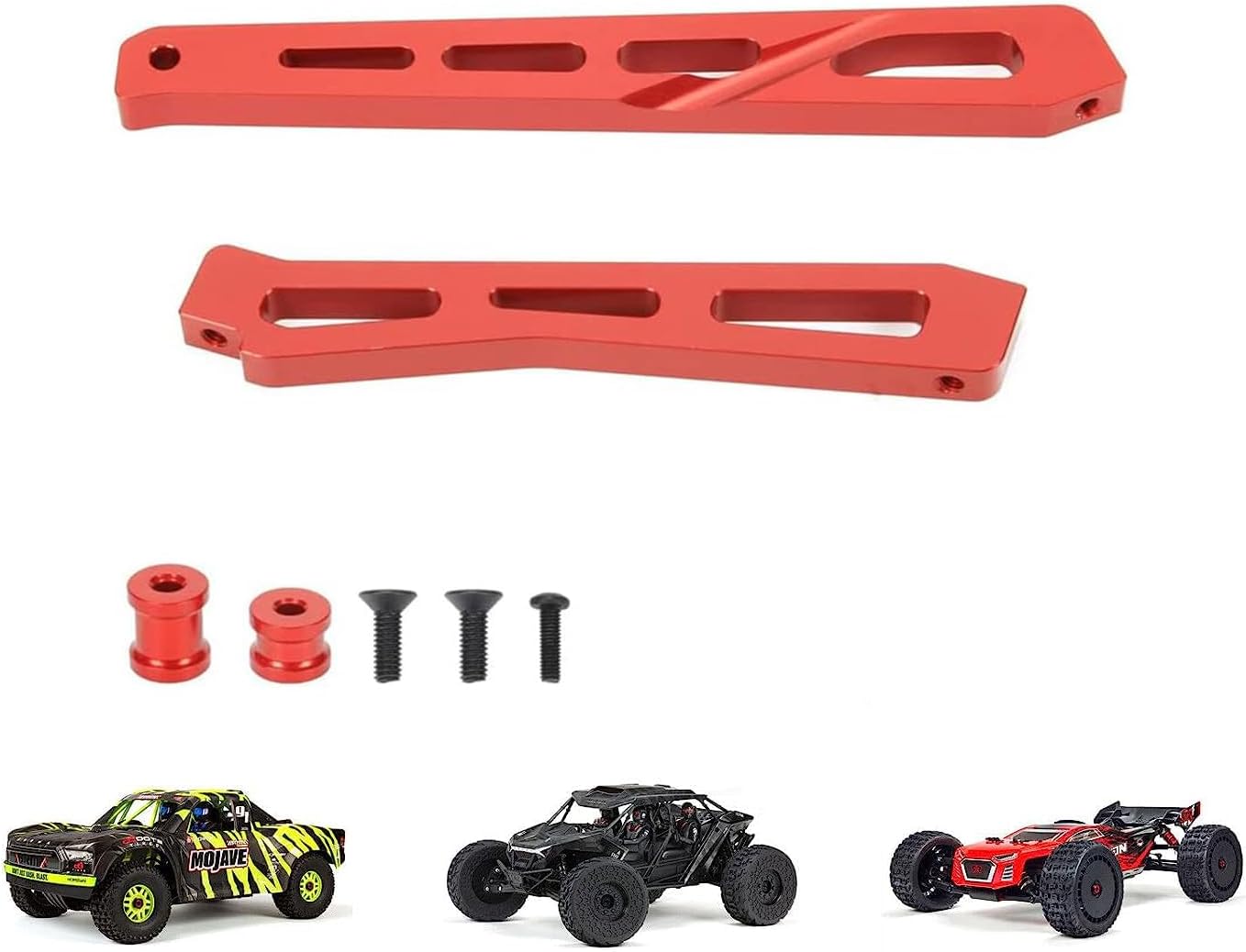 Renfort De Châssis Avant Central Aluminium Pour Arrma | Rouge | Longueur 118mm | Référence Z-ARA320565 | Pièce De Rechange/Upgrade