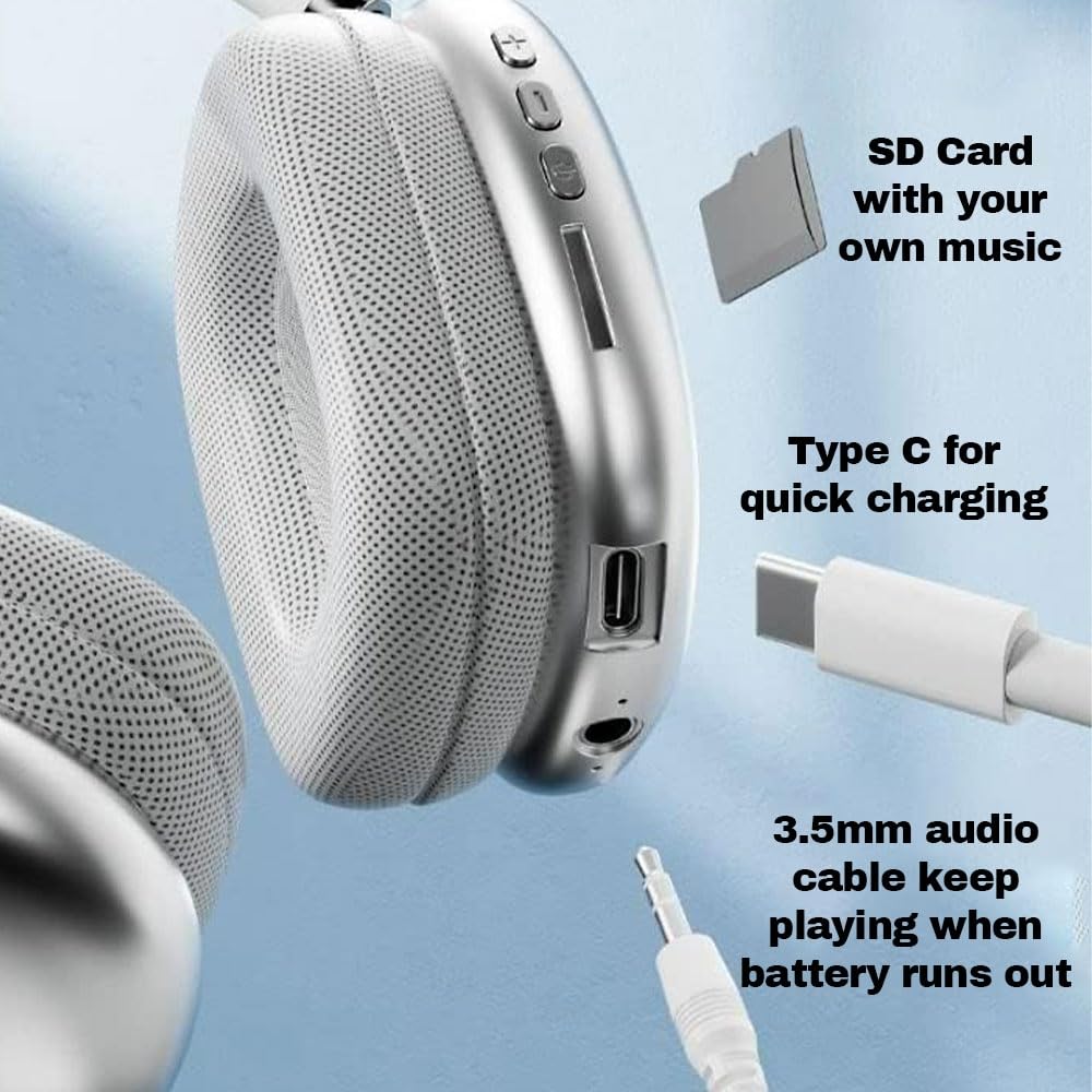 DYRBF Cuffie wireless con retro chiuso, over-ear, stereo Hi-Fi bassi profondi, cablato/wireless/modalità multipla da 3,5 mm, driver dinamico da 40 mm, isolamento acustico passivo, cuffie pieghevoli