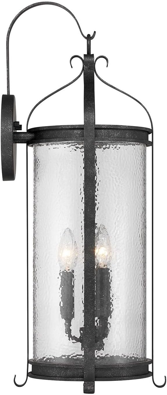 Savoy House 5-112-337 Preston Traditional Clear Pebbled Glass Outdoor Wall Lantern, 3-Light 180 Total Watts, 26" H x 11" W, Iron Oxide