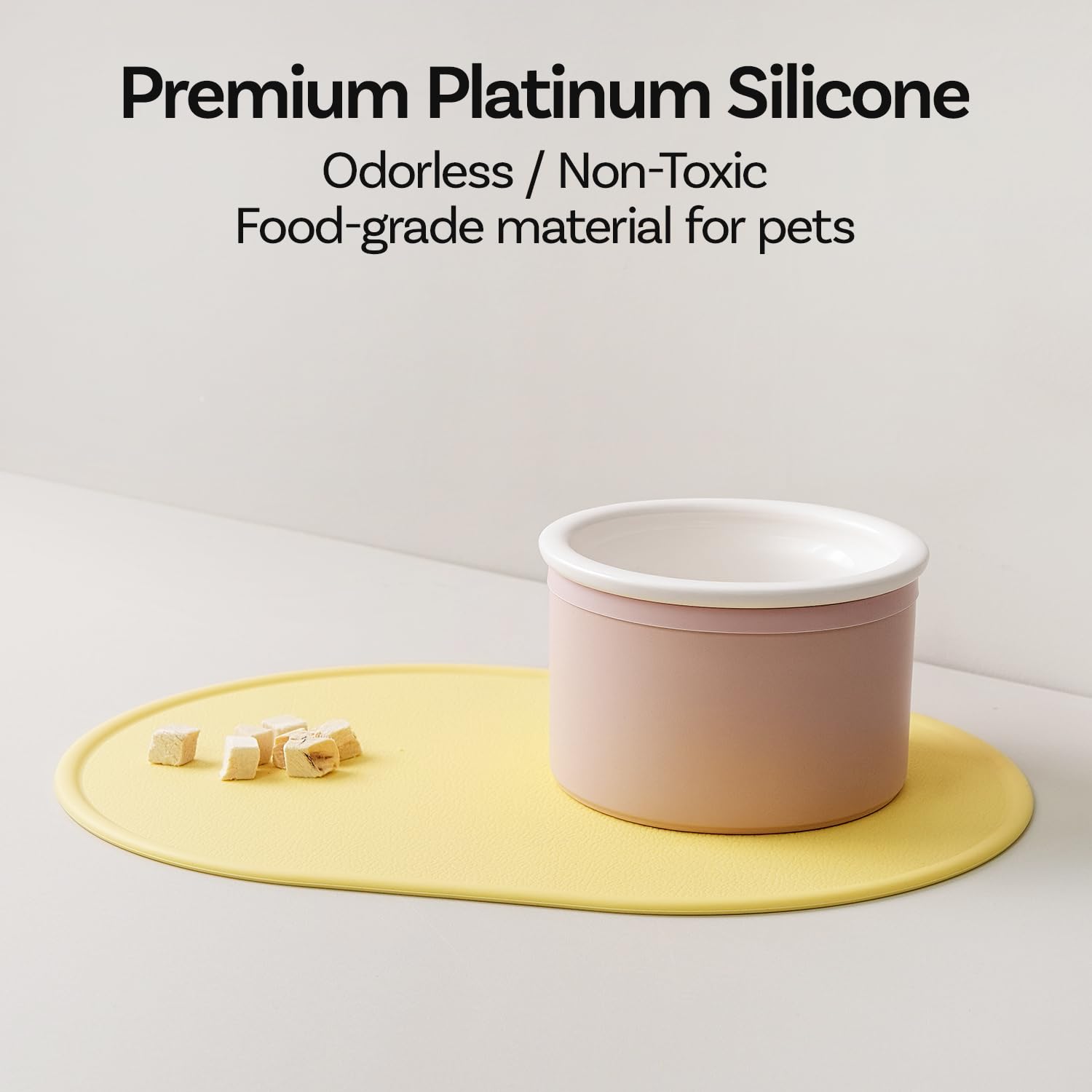 Tapis en silicone pour gamelle, antidérapant, non toxique, facile à nettoyer, 40 x 29 cm (rose poudré)