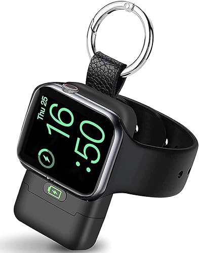 Vista 8 de Cargador inalámbrico portátil para Apple Watch, cargador HUOTO iWatch de 1400 mAh, llavero inteligente, cargador magnético portátil de iWatch