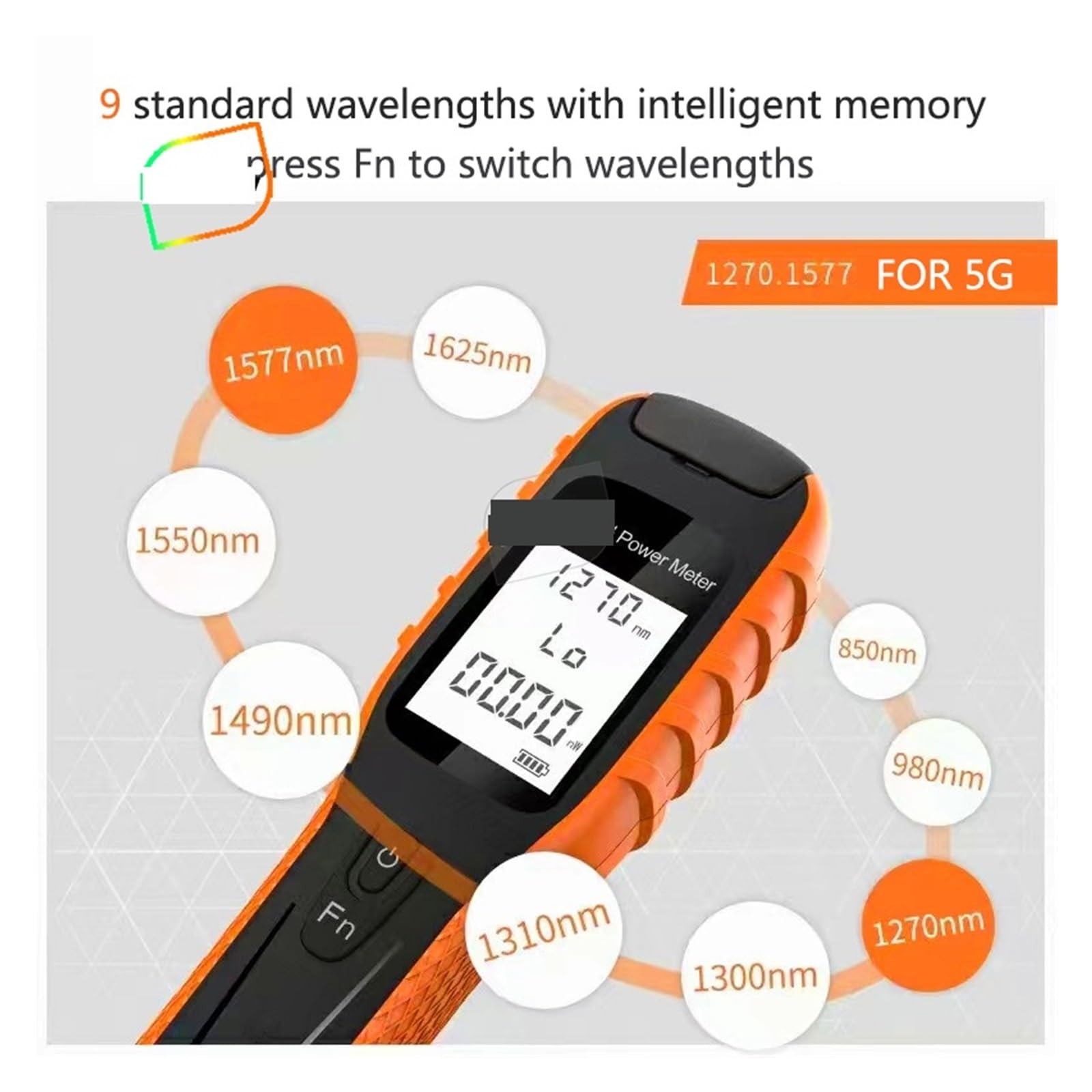 Testeur Fibre Optique, Compteur De Puissance Optique 5g, Batterie Lithium Multifonctionnelle De Haute Précision, Outil FTTH 1577 Testeur De Fiber Optique,Large Plage de Mesure(-70 to 6 dBm)