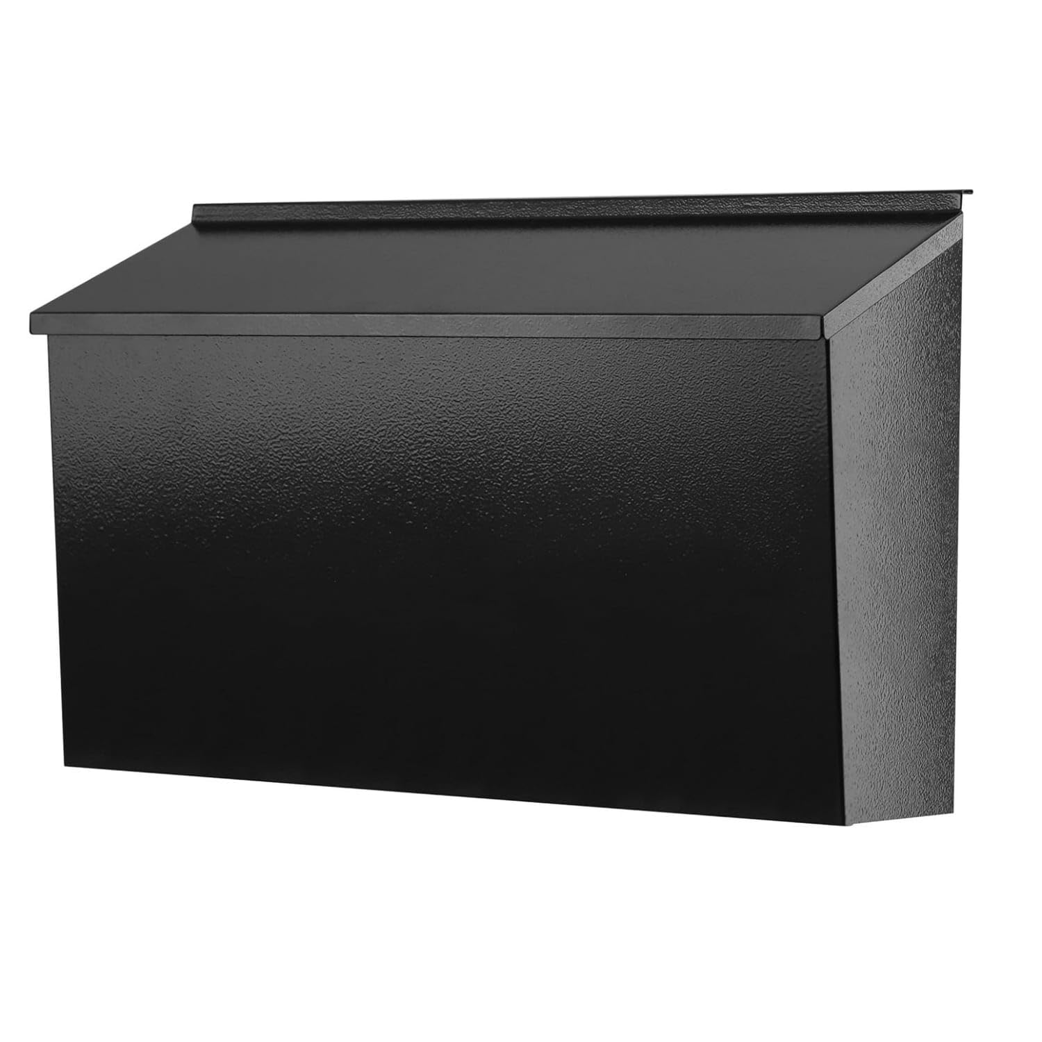 Matte Black Mailbox with Slanted Lid Textured Metal Mailbox Rectangular Mail Box Sturdy for Homeowners, Gate, Fence, Porch, Regular-image-42