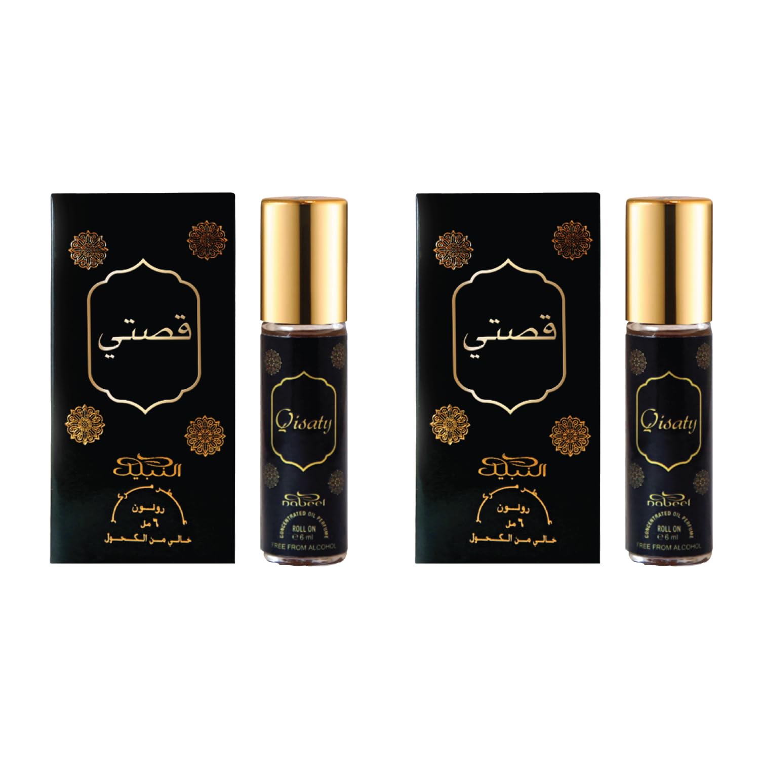 Nabeel Qisaty Premium Attar Roll-on Perfume Oil 100% Non Alcoholic  6ml (Set of 2) Unisex fragrance Made in