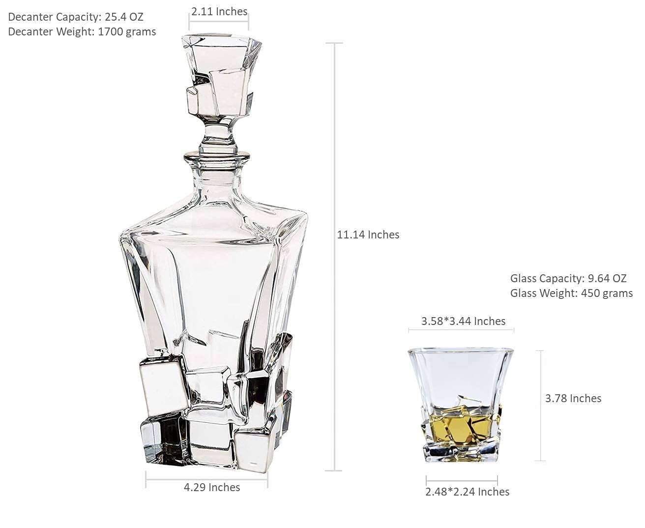 Crystal Clear 7 Pcs Decanter and Glasses Set- Stylish 1 Decanter 800ML and 6 Pcs Glass Set 320ML- Perfect for Whiskey, Scotch, Wine, Vodka, Tequila, Rum - Image 4 thumbnail