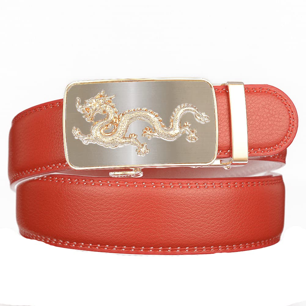 BDAYEK Men's Belt Men's Leather Ratchet Belt With Automatic Buckle Adjustable Dress 125Cm 49Inch