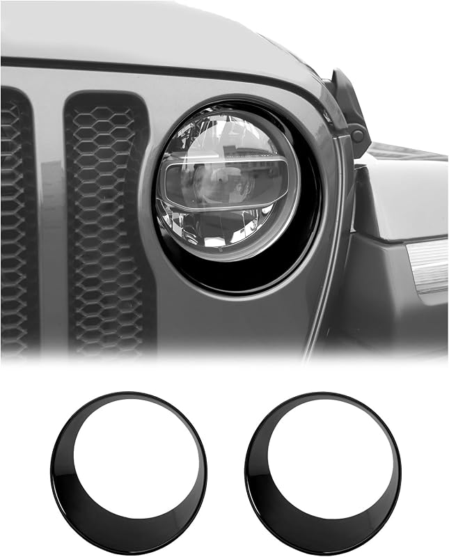 Moldura de Farol Dianteiro Hoolcar para Jeep Wrangler JL e Gladiator JT 2018-2024+ – Par