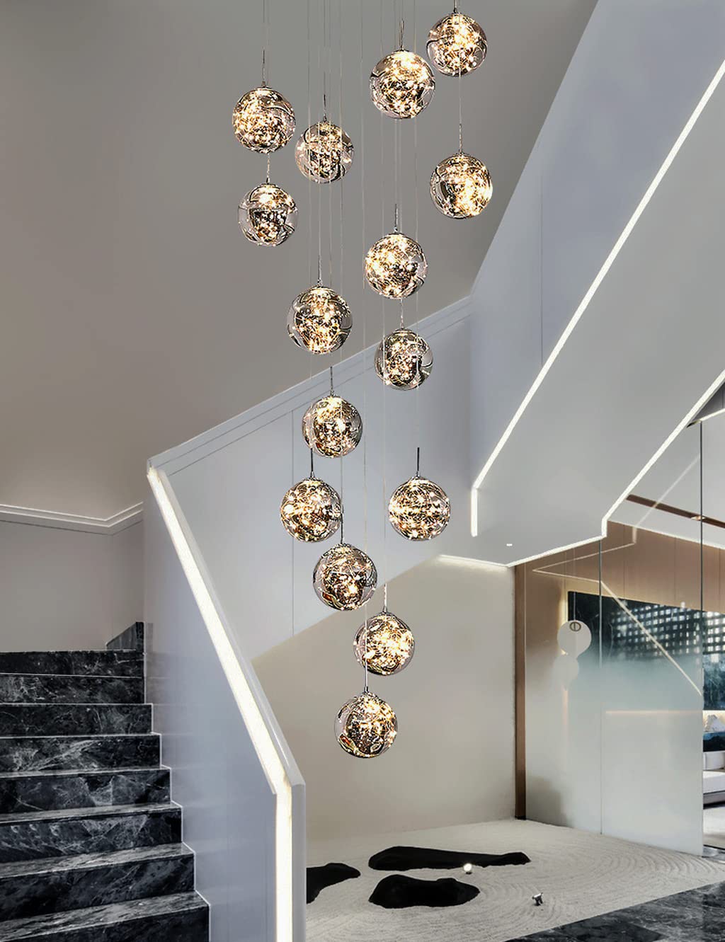 KAUCQI Candelabro De Escalera Led De 10 Luces, Luces De Techo De