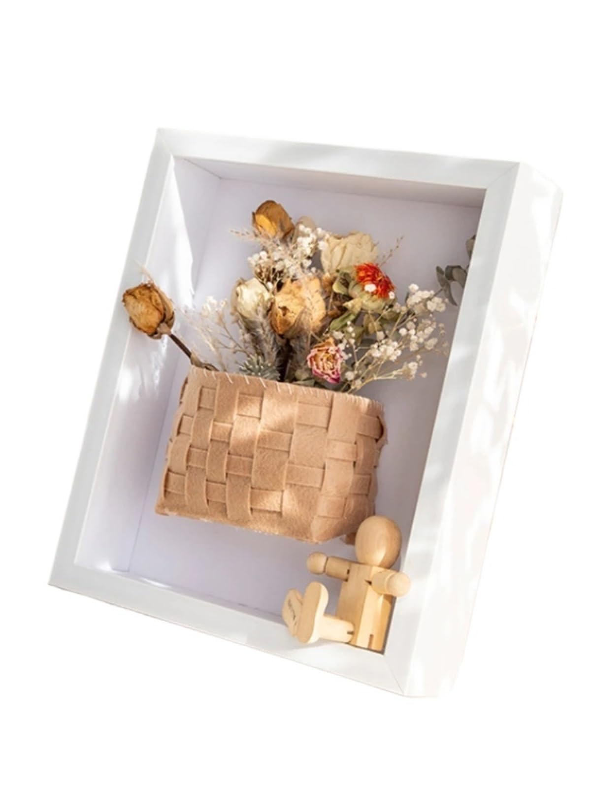 Cadre vitrine blanc 6 pouces avec verre pour décoration murale 3D