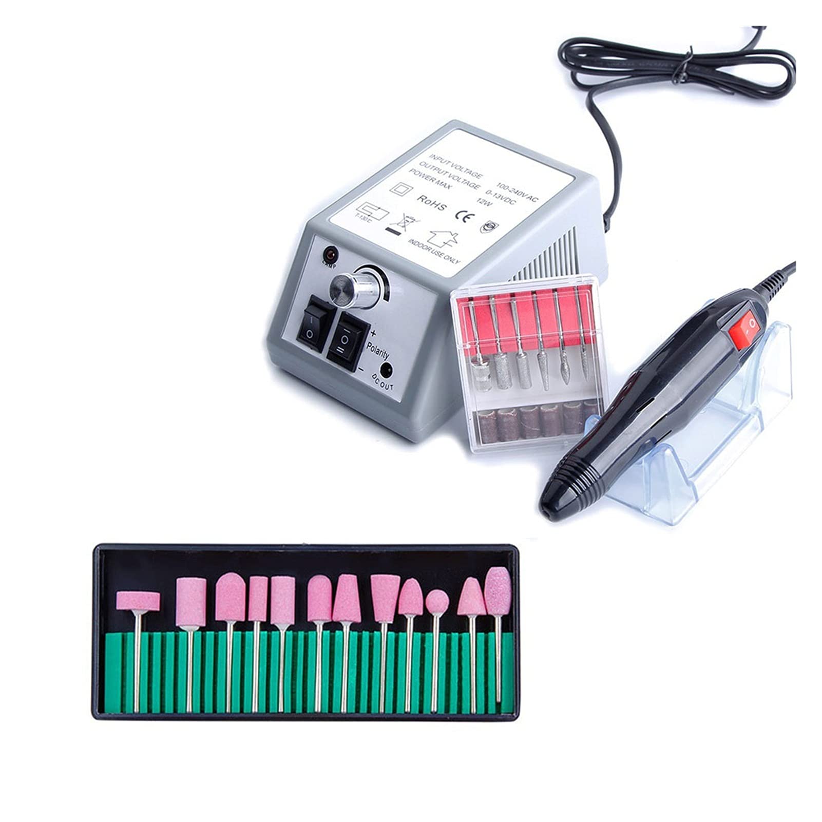 Wiertarka do paznokci Urządzenia elektryczne Wiertła do manicure Remover 3 0SZT. frezarskie Zestaw Maszyna pedicure Placzki szlifierskie(ZH1430-9)