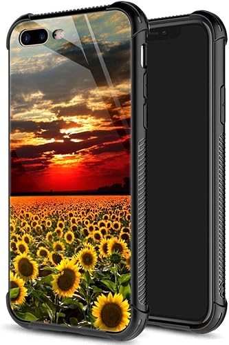 Funda para iPhone 78 Plus, protección de grado militar, esquinas a prueba de golpes, funda antiarañazos para iPhone 78 Plus, campo de girasoles
