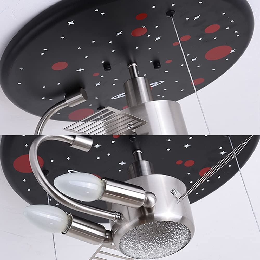 RuiRfh Plafondlamp LED cartoon astronaut plafondlamp ingebed slaapkamerverlichting creatief glas planeet kroonluchter kinderkamer restaurant kleuterschool speelgoedkamer leeskamer driekleurige lamp