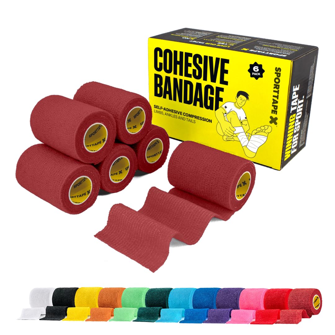 SPORTTAPE 6 Rolls Self-Adhesive Cohesive Bandage, 7.5cm x 4.5m, Beige - Compression & Vet Wrap for Dogs, Horses, Sports Stretch Tape for Football, Ankles, Joints, Fingers, Wrists & Sock Tape — view 31