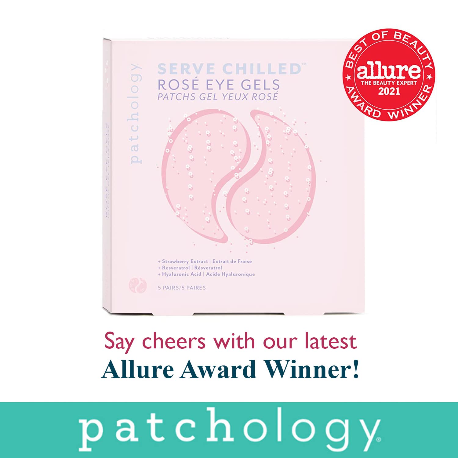 Patchology Serve Chilled Rosé Hydrating Under Eye Patches for Dark Circles, Beauty & Personal Care Eye Patch, Under Eye Mask, Eye Patches, Eye Masks for Dark Circles, Undereye Patches, 5 Pairs : Beauty & Personal Care