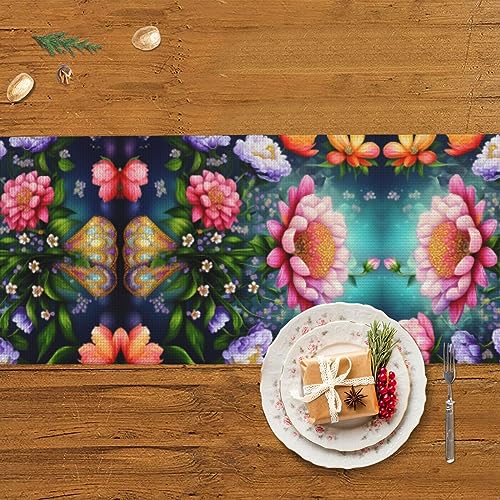 Peinture diamant fleur sur chemin de table long et rustique haut de gamme