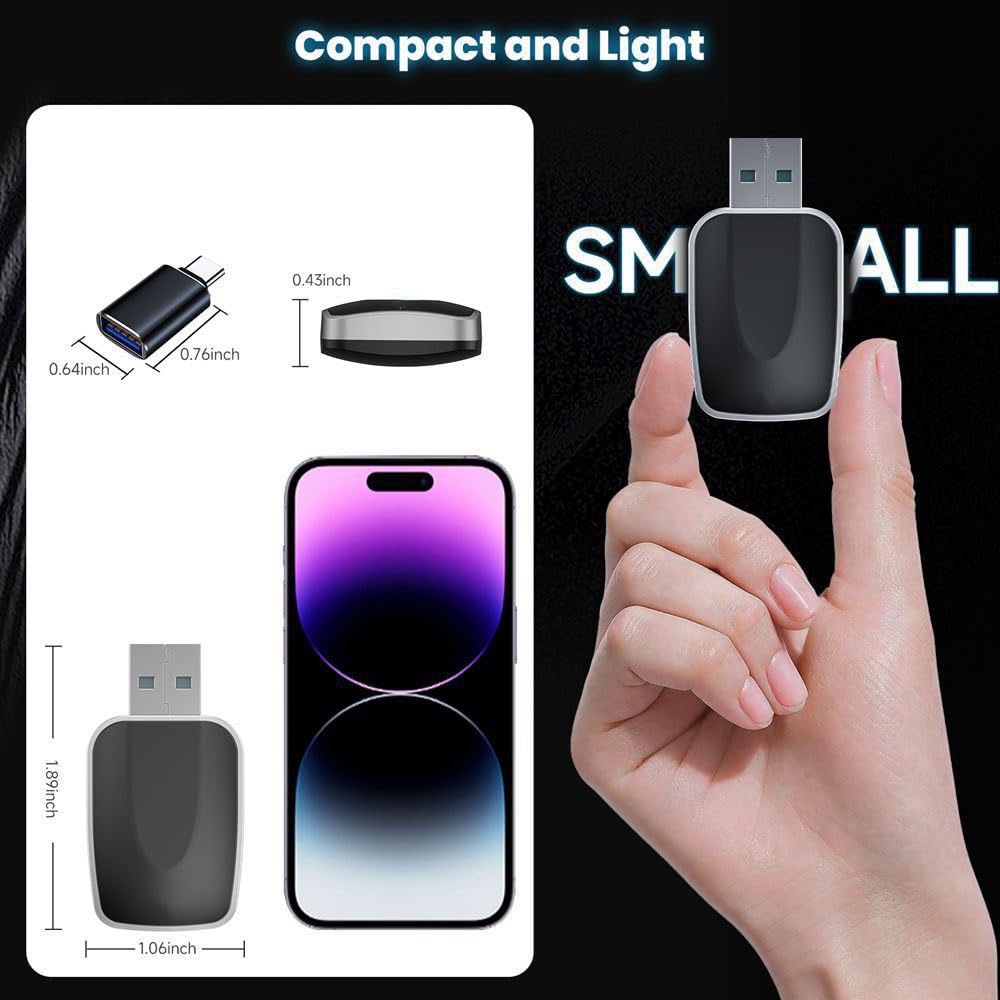 CarPlay Wireless Adapter Android Auto 2024 Dongle Upgrade Plug & Play Konvertiert von kabelgebunden zu kabellos für werkseitig kabelgebundene CarPlay Fahrzeuge ab 2016, automatische Verbindung in Seku
