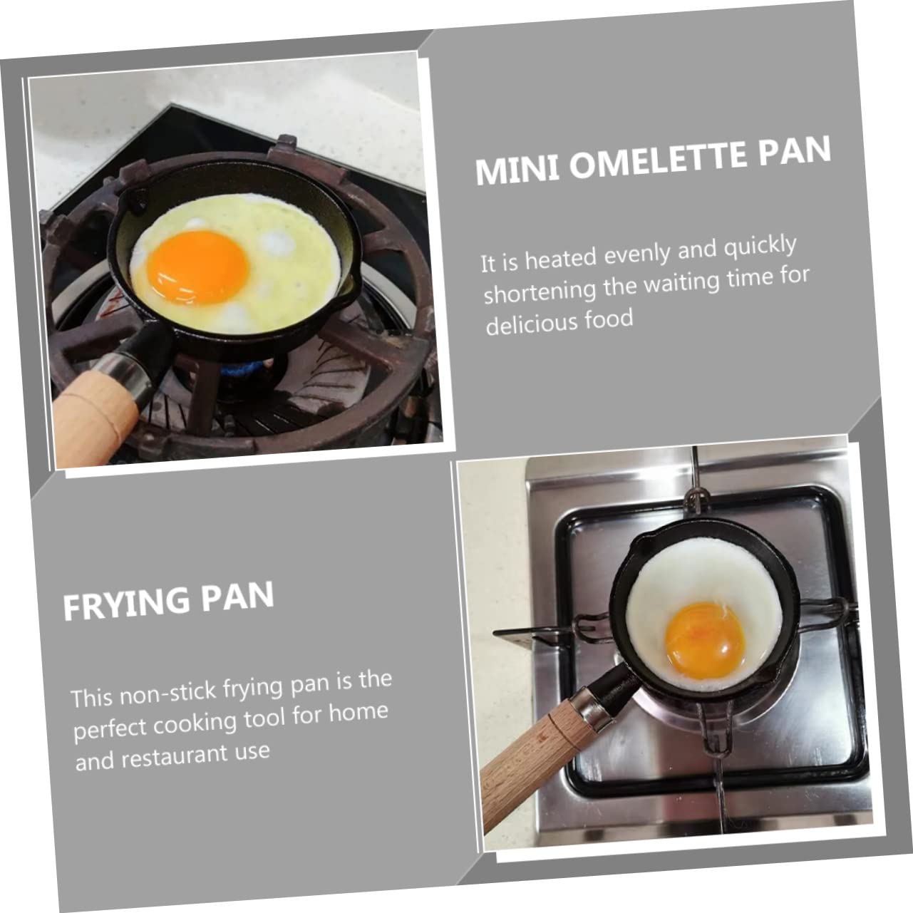 COLLBATH Kleiner Omelettpfanne aus Eisen Schwarze Kleiner Bratpfanne 13cm Gleichmäßige Wärmeverteilung Griffschonend für Zuhause und Restaurant