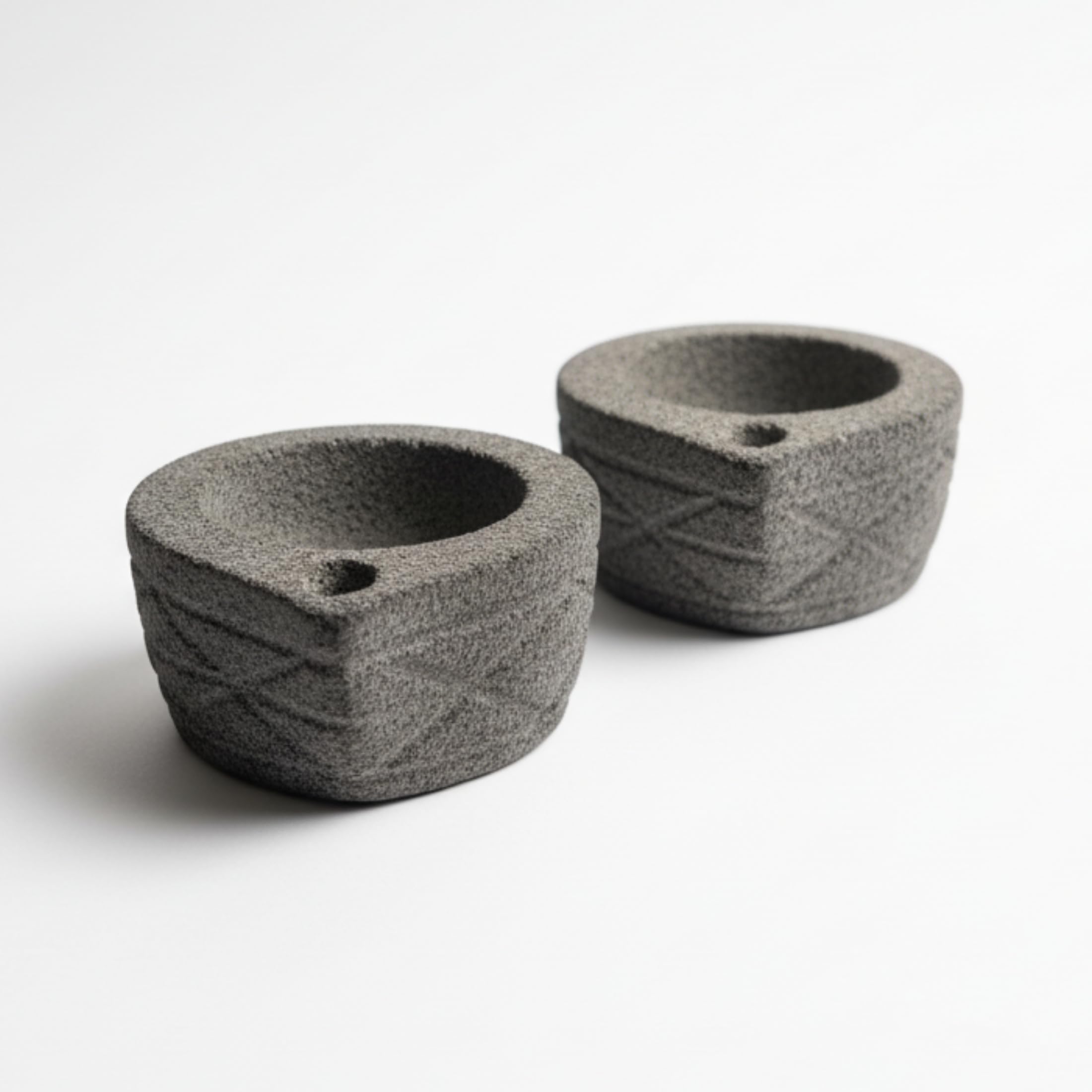 Triloka Krishna Shila Diya for Pooja | Handmade Basalt Stone Diya Batti | | 7cm Hand-Carved Diamond Pattern | Buy Once, Last Generations | Set for Gifting, Puja & Home Decoration (Set of 2)-image-8