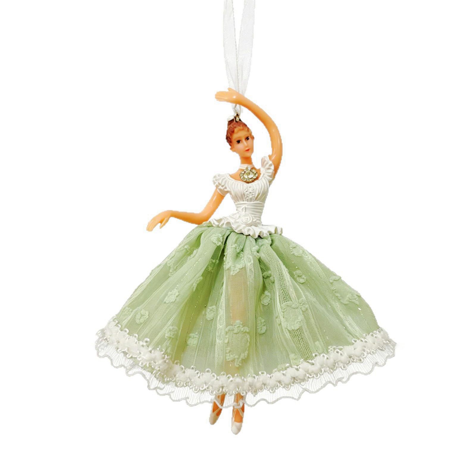 Whoasyst Girls Green Tulle Ballet Ornament In Graceful Pose Artistic Christmas Accessories Perfect For Christmas Tree Decorations Tulle Ballet Dancer Decoration
