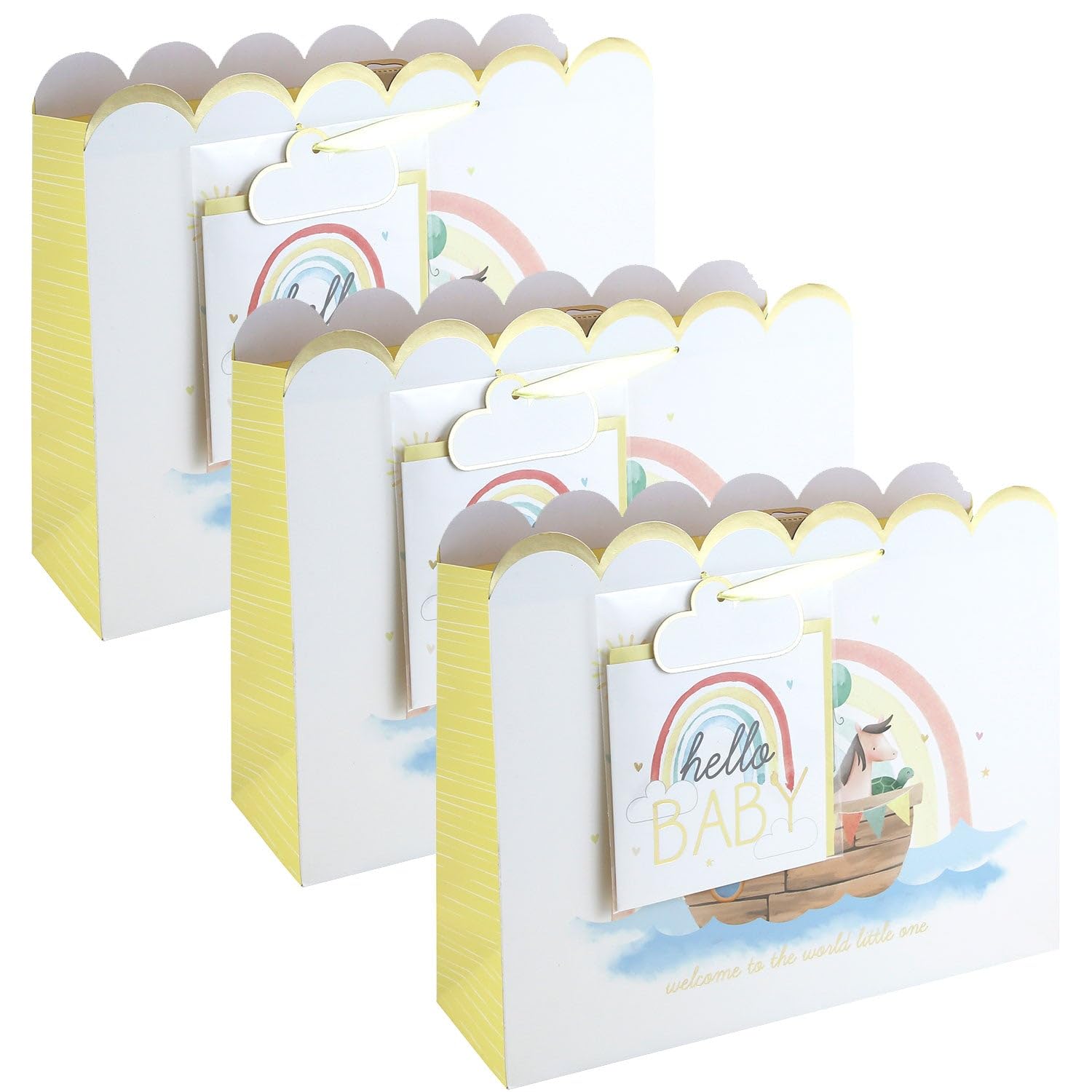 Eurowrap Hello Baby Large Shopper Gift Bags Pack of 3 with Greeting Cards