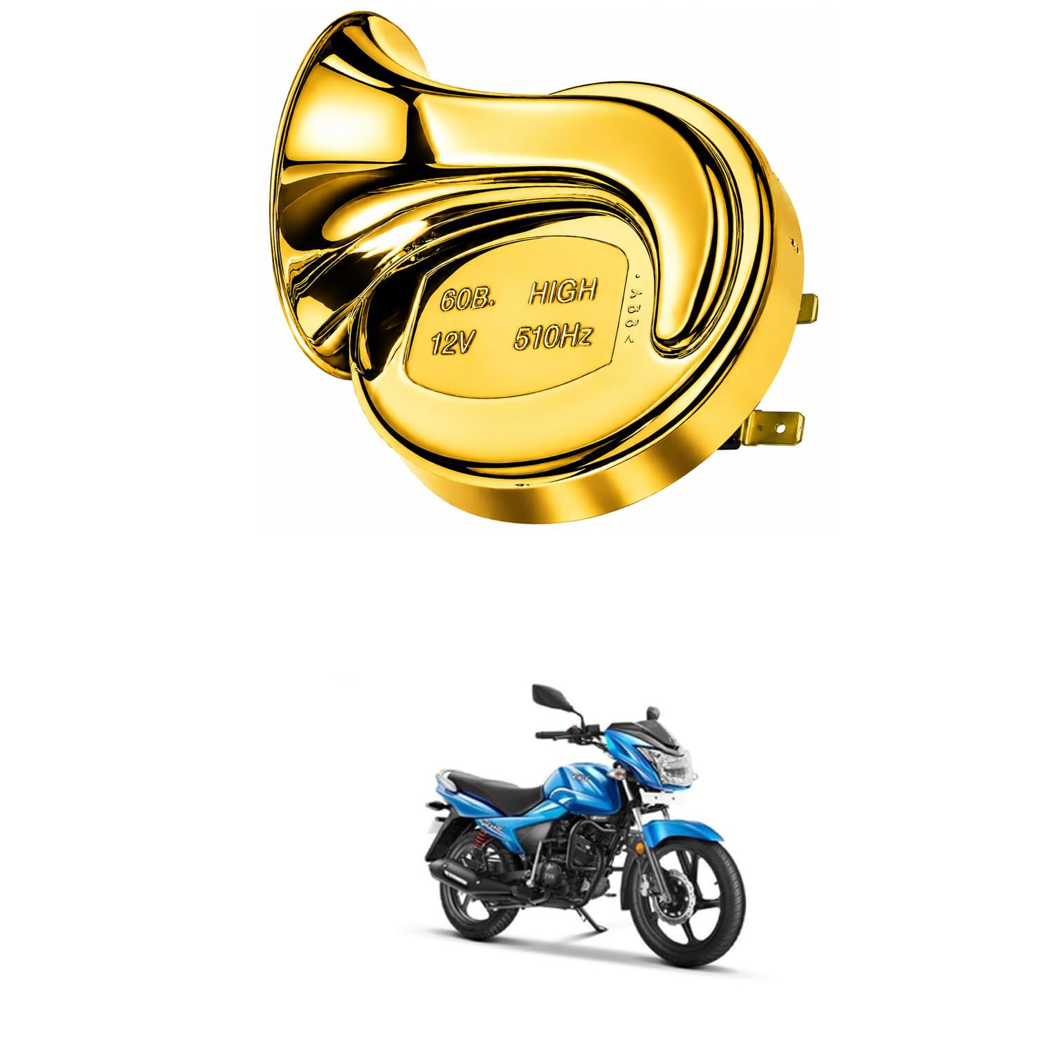 Universal 12V Snail Tweeter Horn 300dB Super Loud Waterproof Electric Horn, Premium Chrome Finish, Heavy Duty Brass Terminals for Car, Bike, Truck, SUV Comfortable With Vic-tor GL-x-image-2
