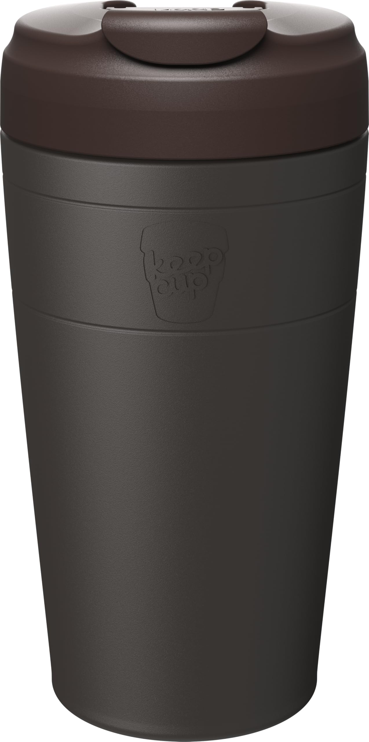 KeepCup Commuter Travel Mug - Insulated Stainless Steel Reusable Coffee Cup with Spillproof Flip Lid - 16oz/454ml - Dark Chocolate