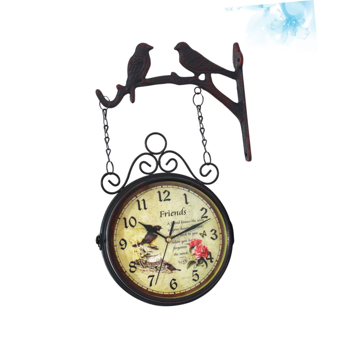 Cabilock Reloj de Pared de Doble Cara Silencioso sin Batería Diseño Original y Material de Hierro para Dormitorio o Bar Decorativo y Funcional