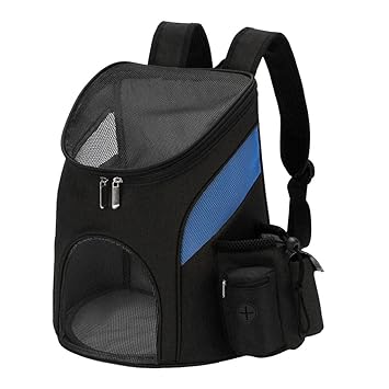 Meri Shop Pet Carrier Backpack Adjustable Pet Cat Dog Travel Bag Blue Black S