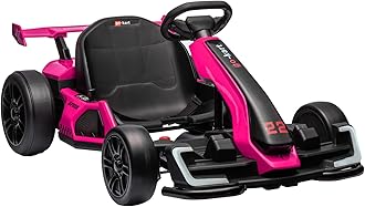 24V Kids Go Kart,300W Powerful Electric Drift Kart Car with Adjustable Seat,IDE On Toy with 4 Speed Mode,Big Battery, Drift/Sports Mode, Eva Tire, Brake Pedal for Age 6-12,Rose