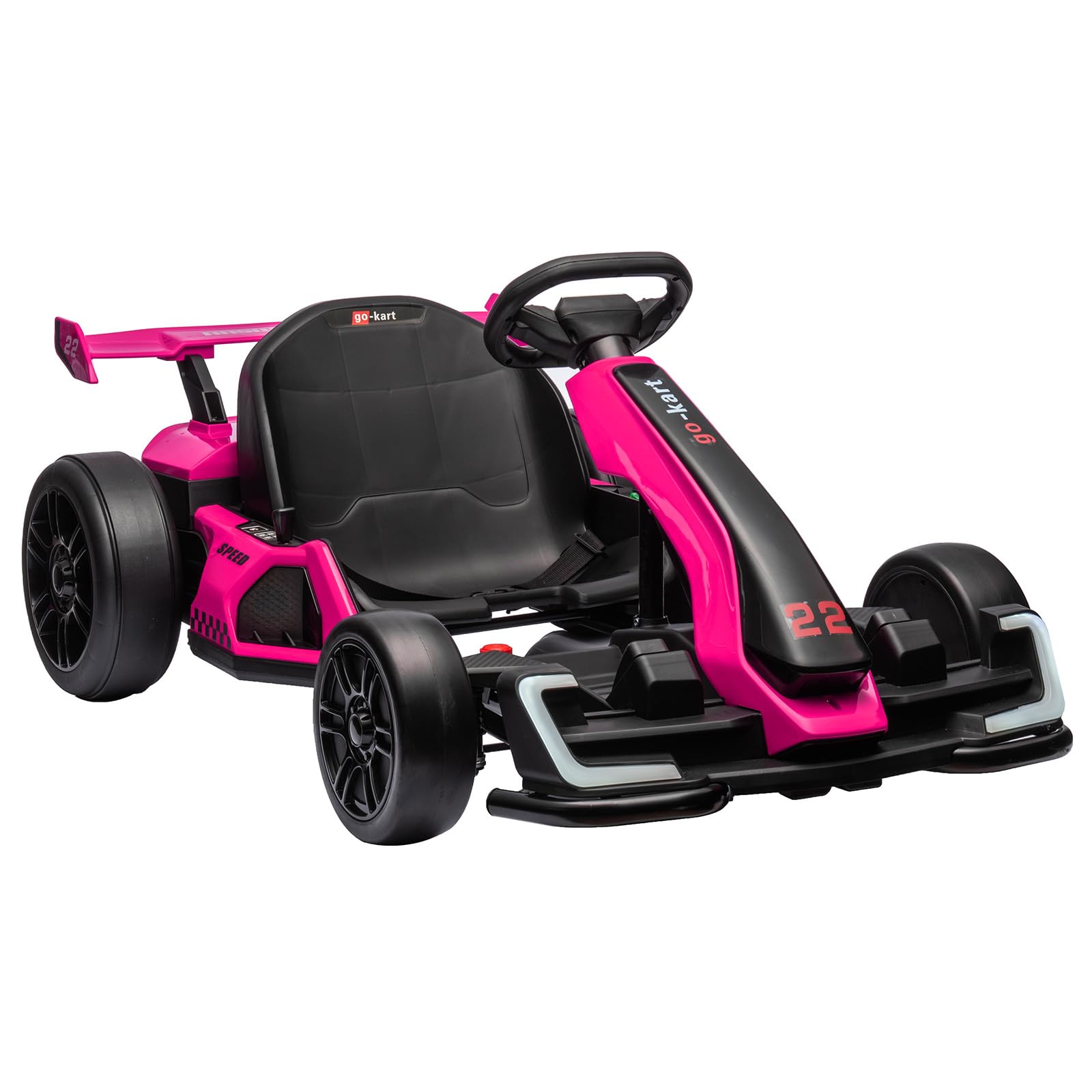 24V Kids Go Kart,300W Powerful Electric Drift Kart Car with Adjustable Seat,IDE On Toy with 4 Speed Mode,Big Battery, Drift/Sports Mode, Eva Tire, Brake Pedal for Age 6-12,Rose
