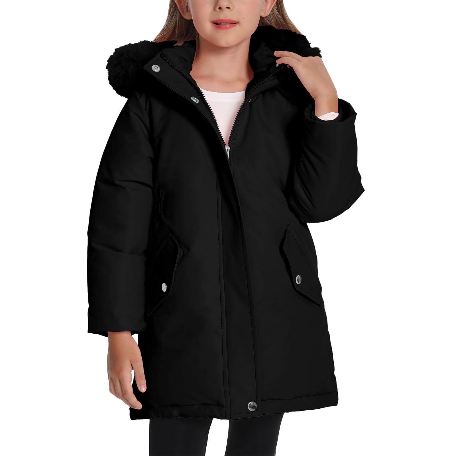 Générique Manteau Enfant Fille Capuche Coupe-Vent Chaude Manteau Manche Longue Doux Automne-Hiver Doudoune Zippée Légère Décontracté Blouson Vacances Sport Enfant Fille Vêtements D'extérieur