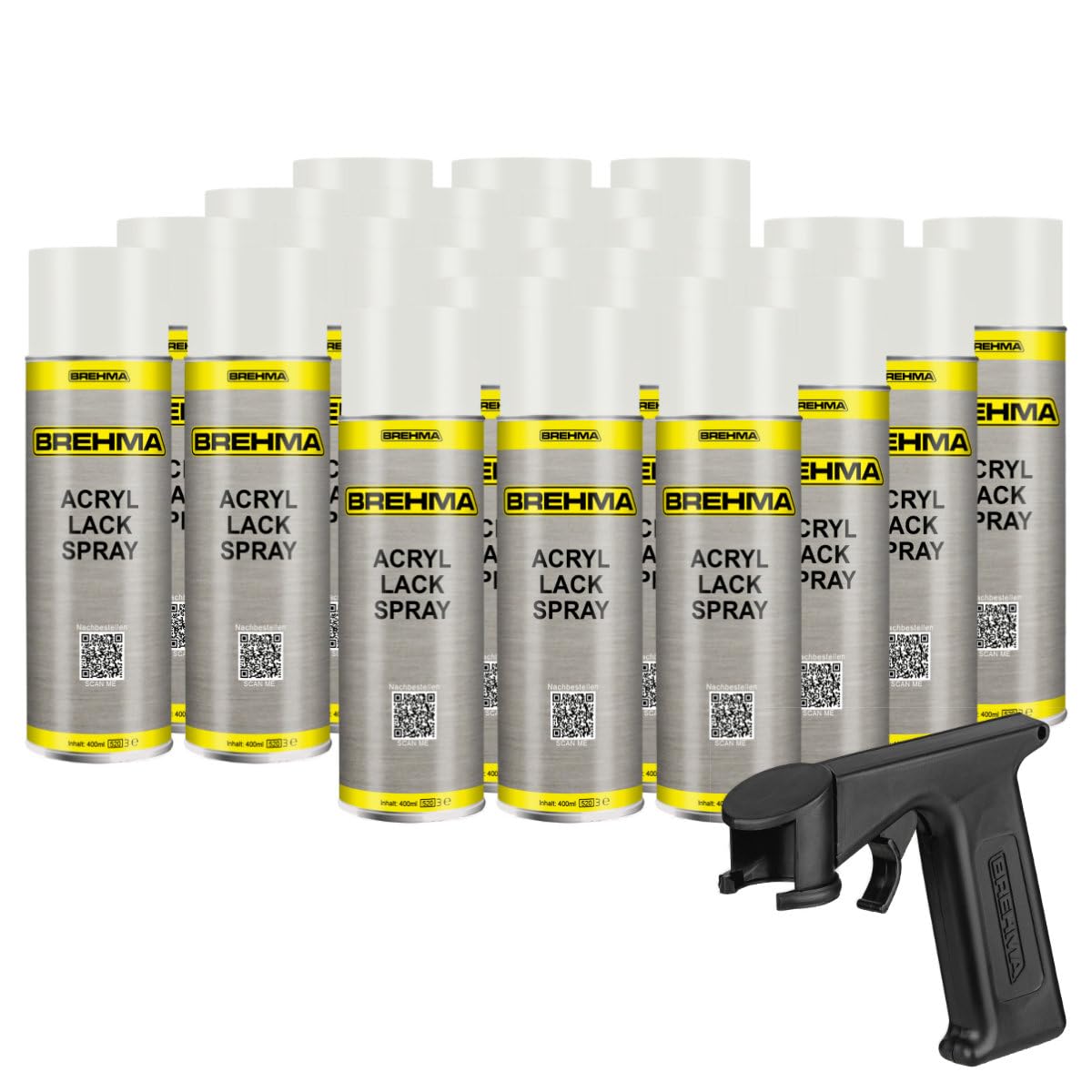 24x Acryl Lackspray Ral 9016 Verkehrsweiss matt Lack Farbe Sprühfarbe 400ml inkl. Griff