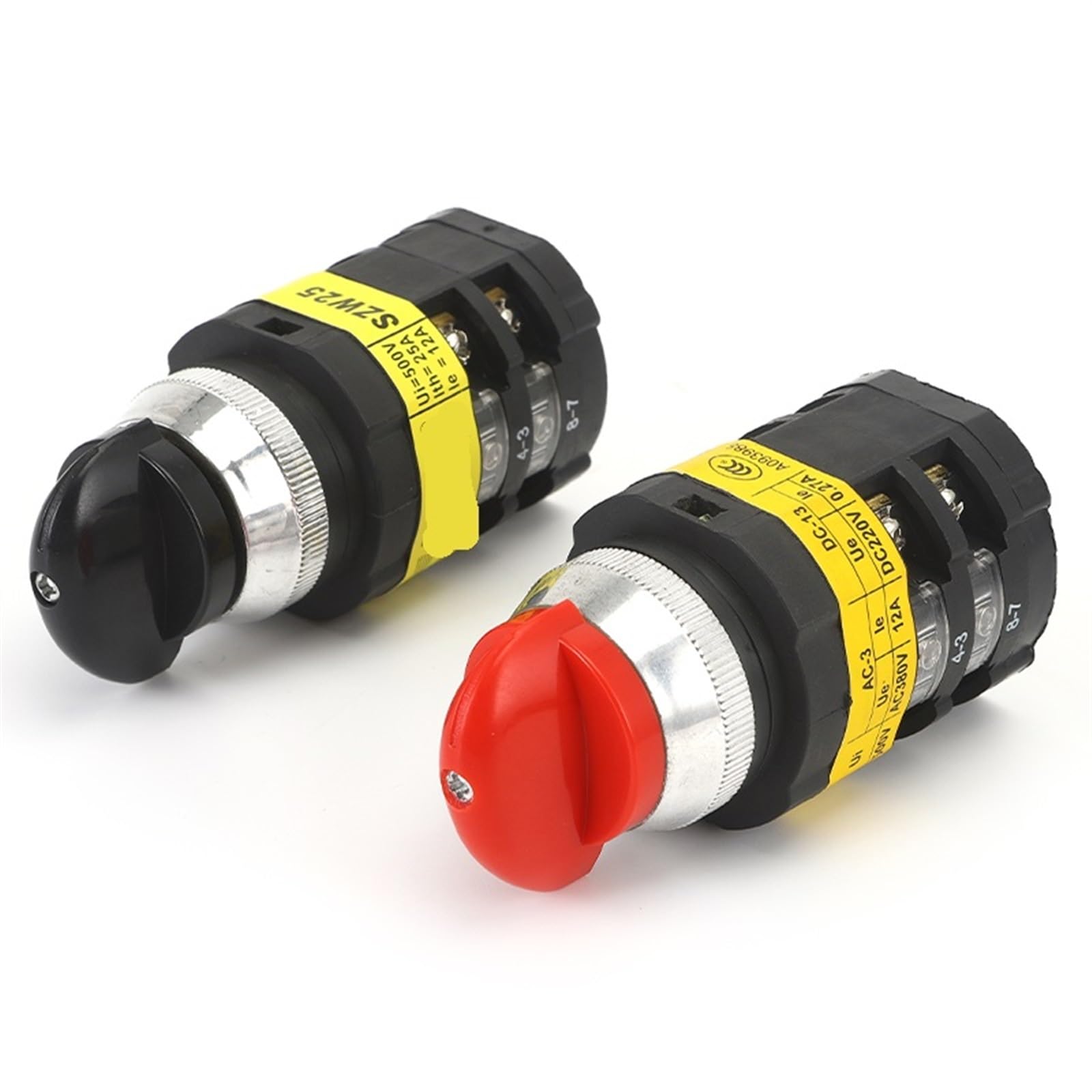 SZW25-30D/2 25A Red Black Handle Panel Three Position Two Pole Silver Contact Rotary Changeover Cam Switch 1Pcs(SZW25-30D 2 black)