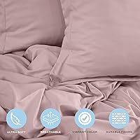 Vista 4 de White Classic Funda de edredón rosa tamaño queen, funda de edredón de microfibra con cremallera, juego de 1 funda de edredón con 2 fundas