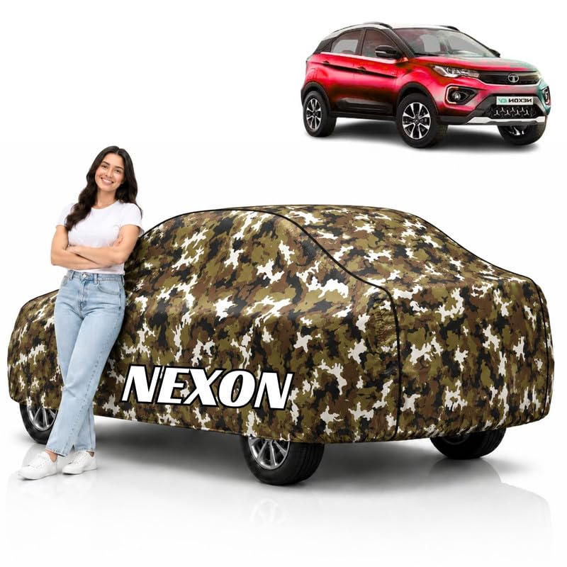 Image of Mind-Blowing 2026 100% Waterproof Nexon Car Cover | Polyester Car Body Cover for Rain & Sun | UV Protection, Dustproof, Scratch Resistant, Windproof, Heat Resistant, Custom Fit (Jungle)