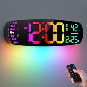 ANALOI Digital Wall Clock,14.4 inch Large Display Digital Wall Clock with Auto Dimming, Remote Control,Temperature and Date, Night Light,DST, Alarm for Classroom/Bedroom/Gym/Seniors