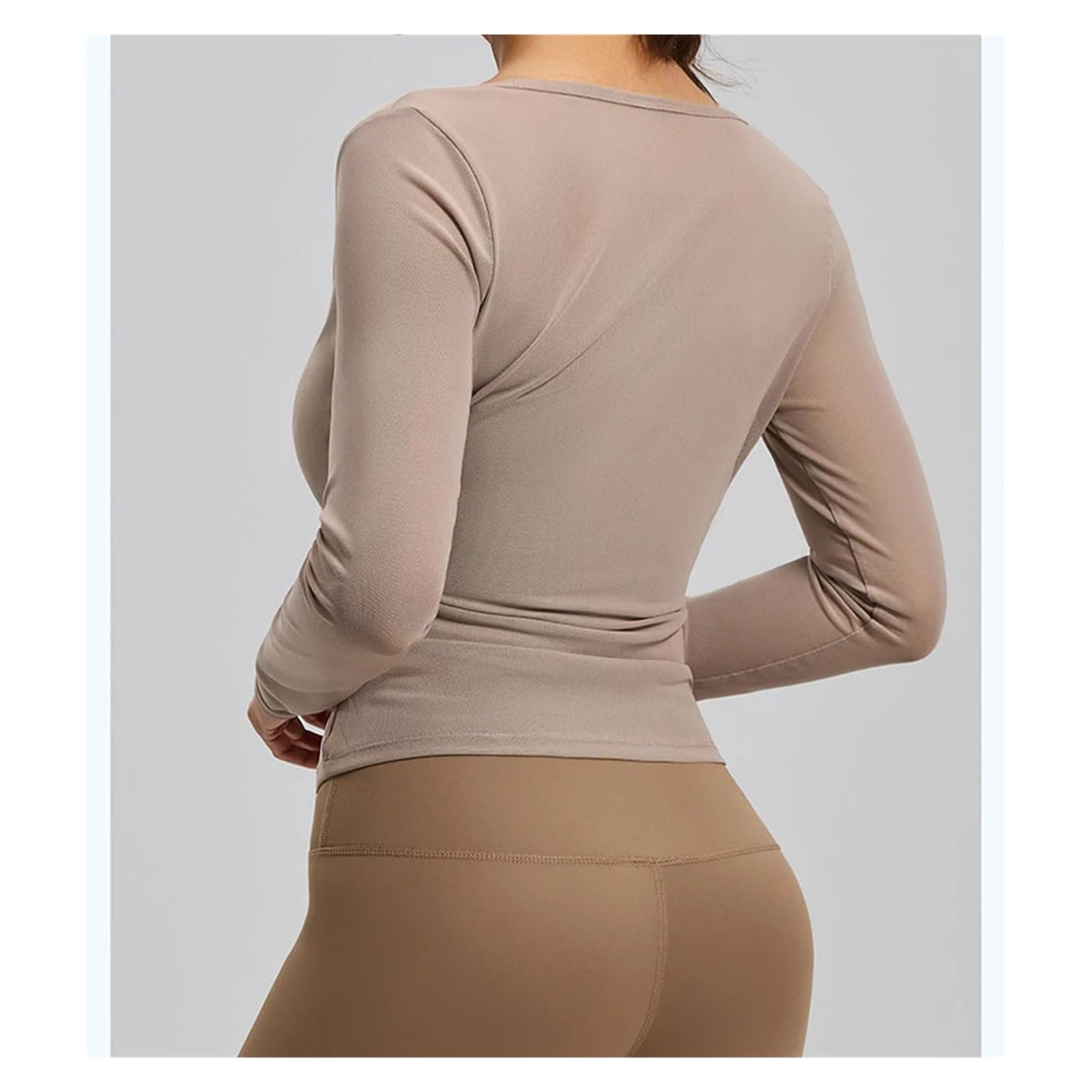 Top yoga a maniche lunghe donna Canotta a rete da donna a maniche lunghe | Set di gilet da yoga in 2 pezzi con imbottiture fisse integrate