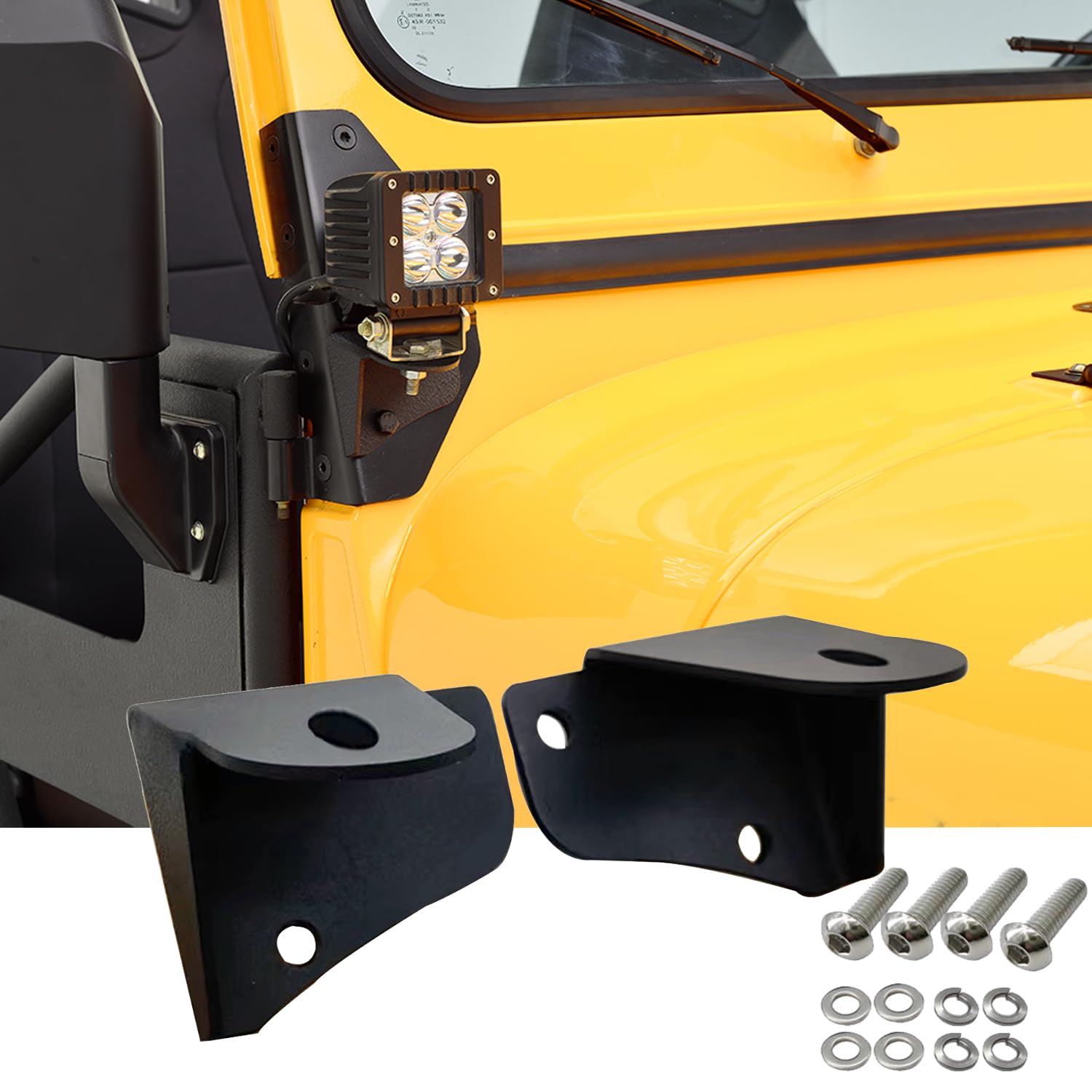 Ritafc Lower Windshield Hinge Light Bracket Mount Fit for Jeep Wrangler CJ TJ YJ 1976-2006 A-Pillar Mounting Brackets for Light Bar Black