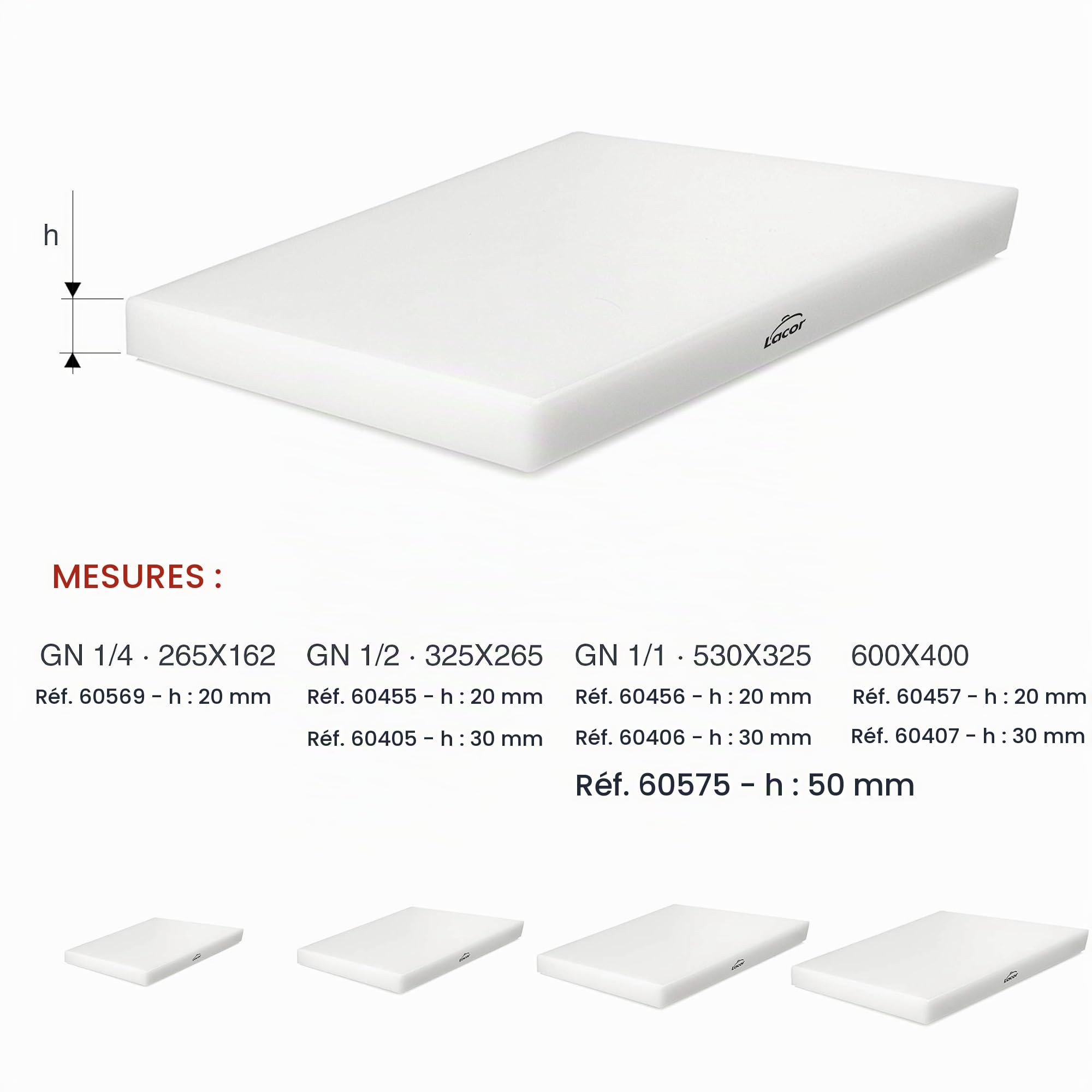 Lacor 60405 - LACOR, kitchen cutting board, polyethylene | Durable professional utensil; designed for optimum performance and quick and easy cleaning in the dishwasher